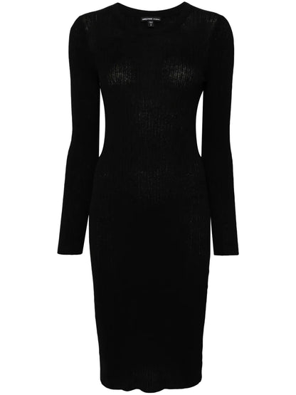 Long-Sleeve Ribbed-Knit Midi Dress