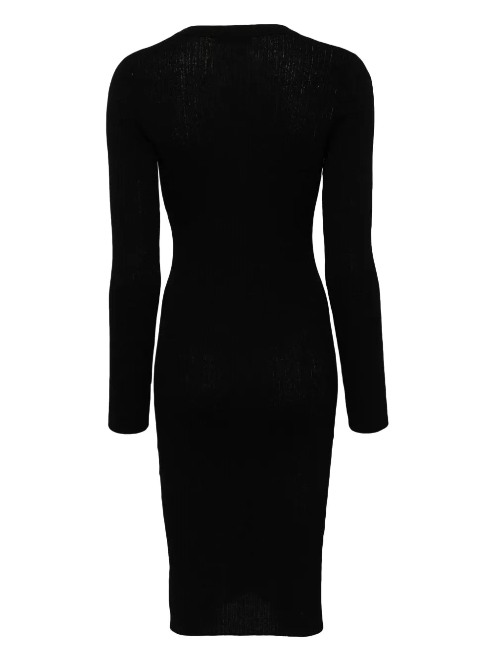 Long-Sleeve Ribbed-Knit Midi Dress