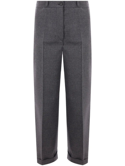 Mid-Rise Wool Tailored Trousers