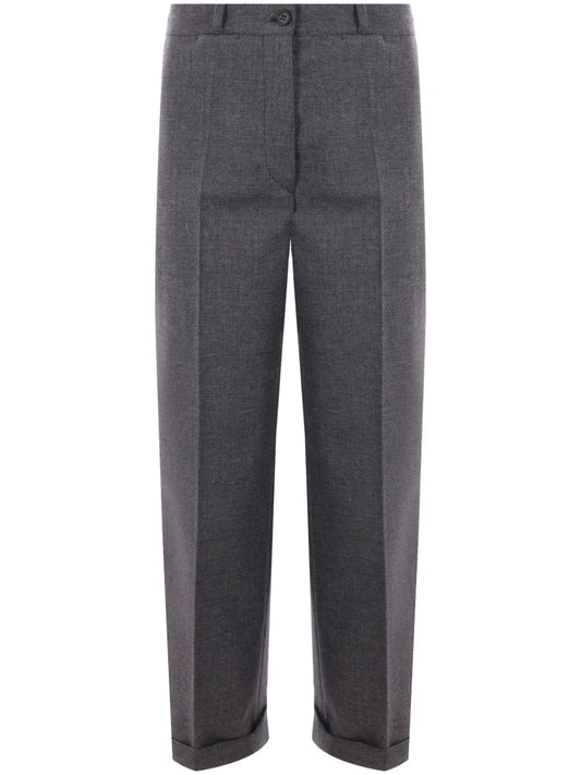 Mid-Rise Wool Tailored Trousers