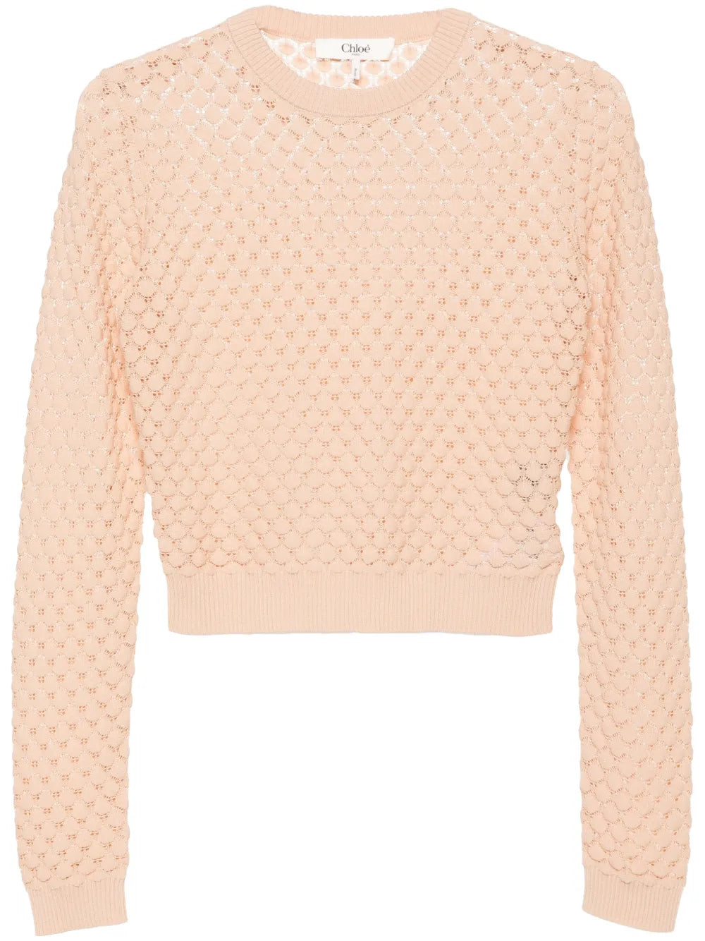 Cropped Pointelle-Knit Jumper