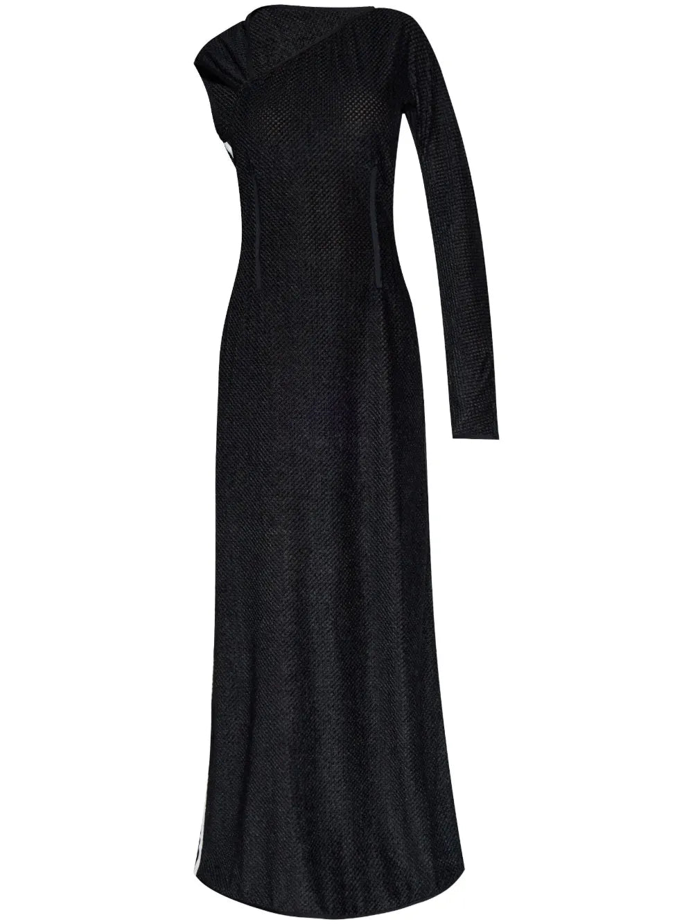 Stripe-Detailing One-Shoulder Maxi Dress