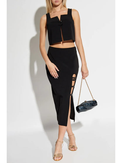 Cut-Out Detailed Midi Skirt