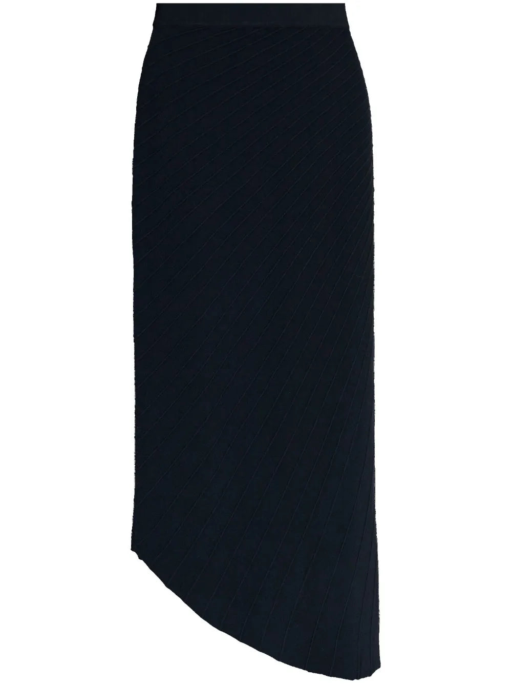 Plissé Asymmetric Midi Skirt