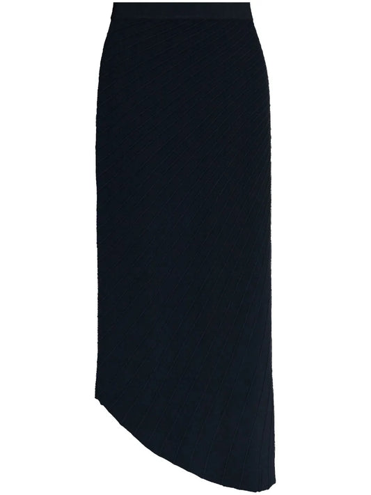 Plissé Asymmetric Midi Skirt