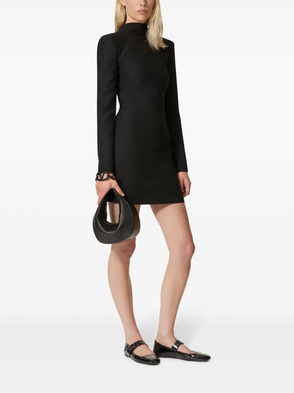 Mock-Neck Low-Back Dress