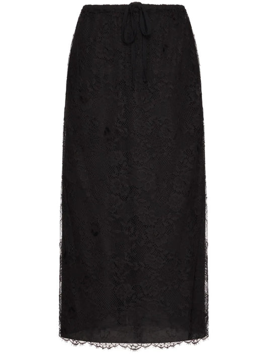 Lace-Detail Midi Skirt