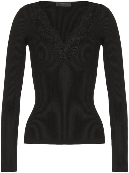 V-Neck Long-Sleeve Knitted Top