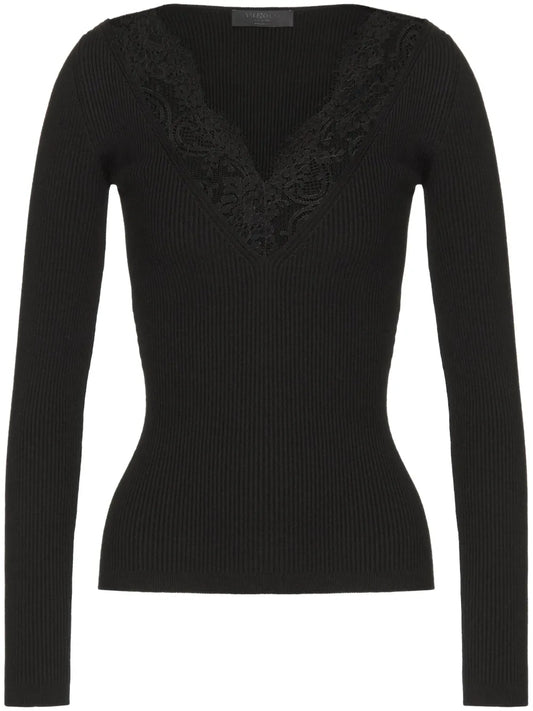 V-Neck Long-Sleeve Knitted Top