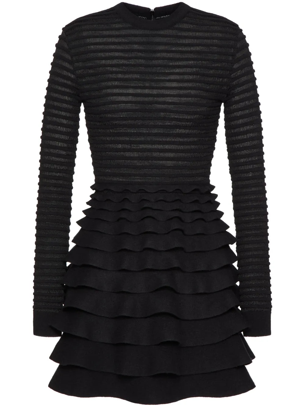 Ribbed-Tiered Mini Dress