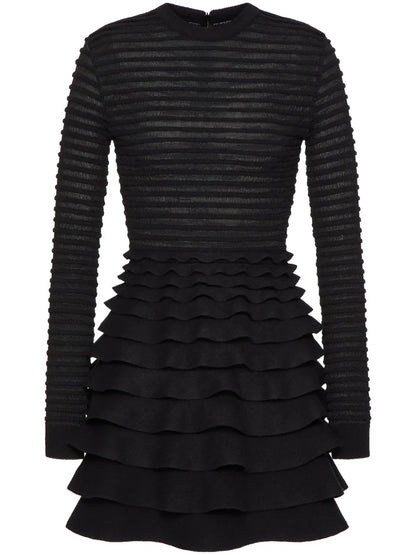 Ribbed-Tiered Mini Dress