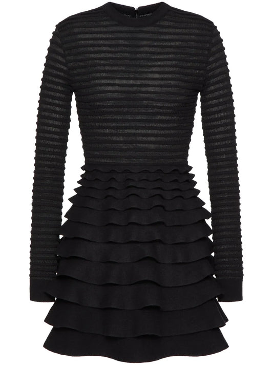 Ribbed-Tiered Mini Dress