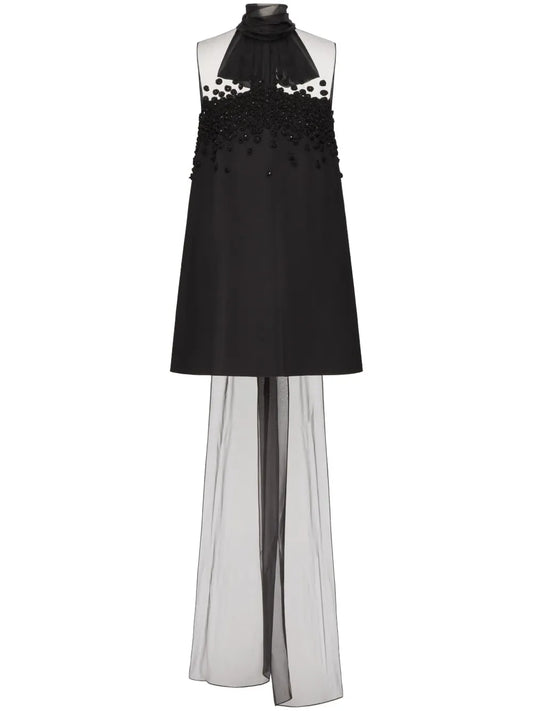 Sequin-Embellished Silk Mini Dress