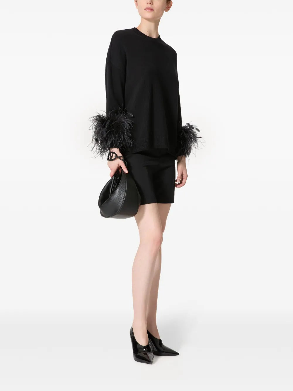 Feather-Trim Sweater