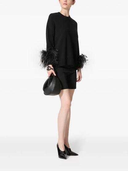 Feather-Trim Sweater