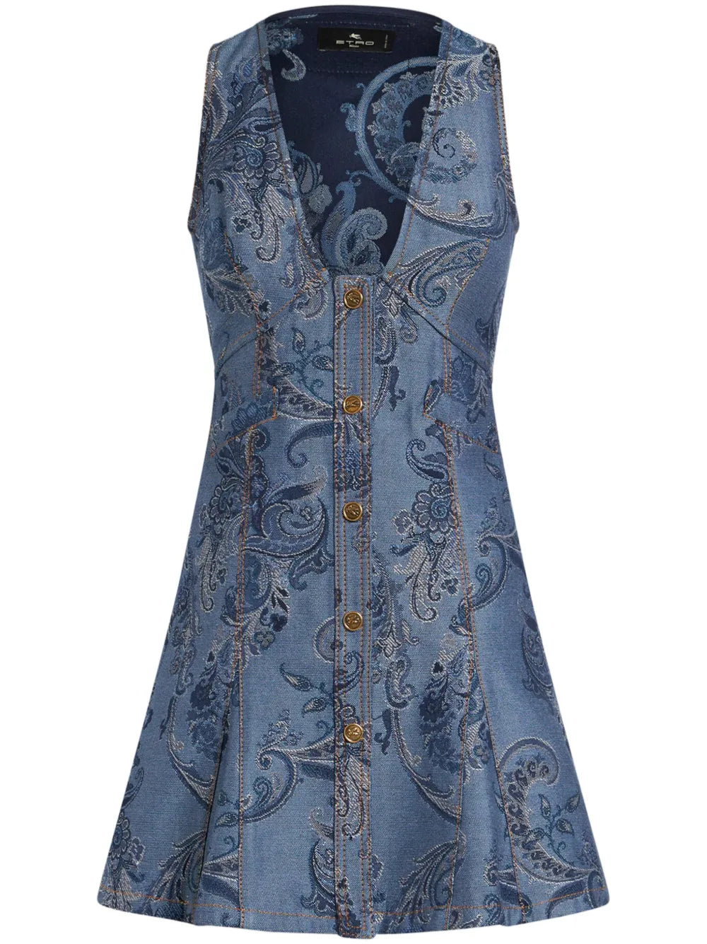 Denim Jacquard Mini Dress