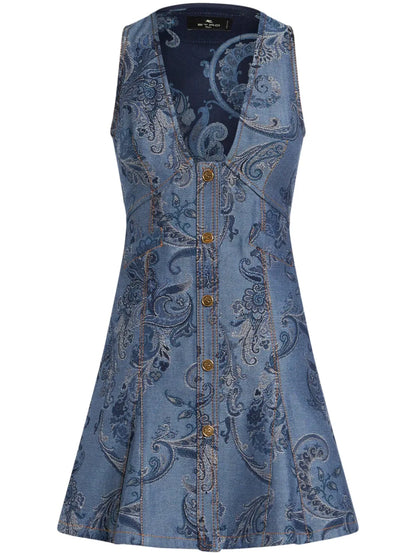Denim Jacquard Mini Dress