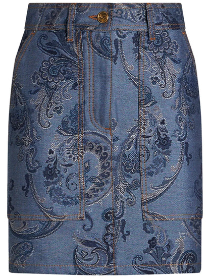Jacquard Denim Mini Skirt
