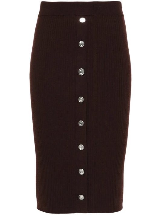 Ribbed-Knit Midi Skirt