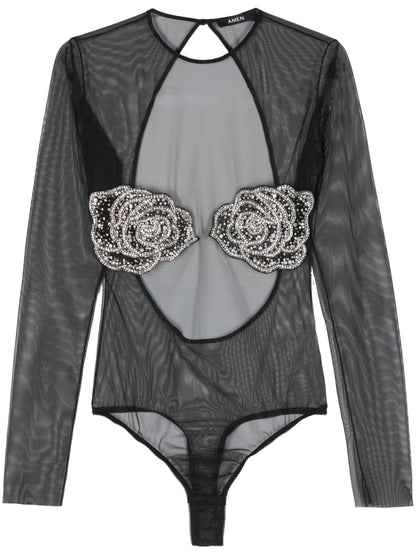 Floral-Appliqué Bodysuit