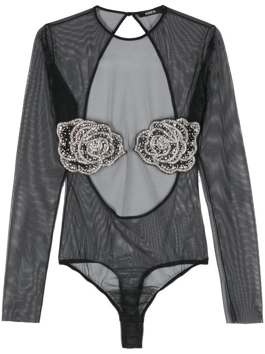 Floral-Appliqué Bodysuit