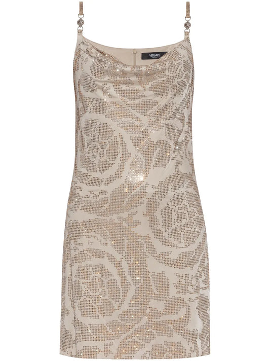 Crystal Barocco Slip Mini Dress