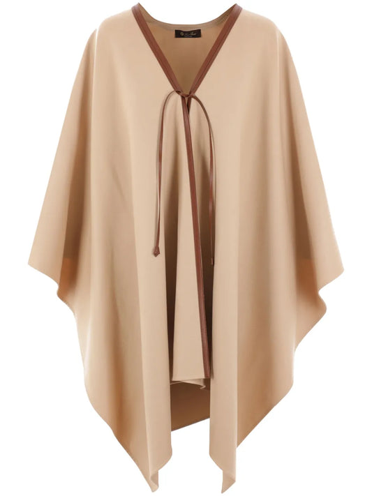 Leather-Trim Cashmere Cape