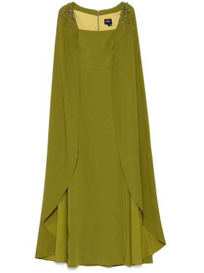 Embellished Cape Gown Dress