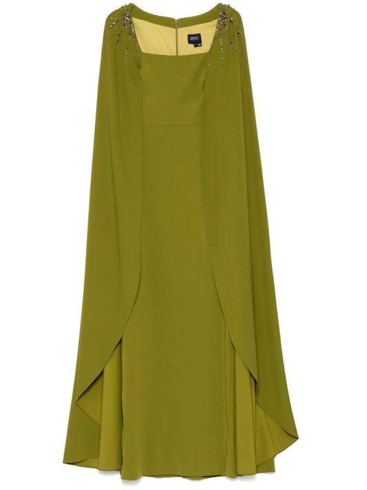 Embellished Cape Gown Dress