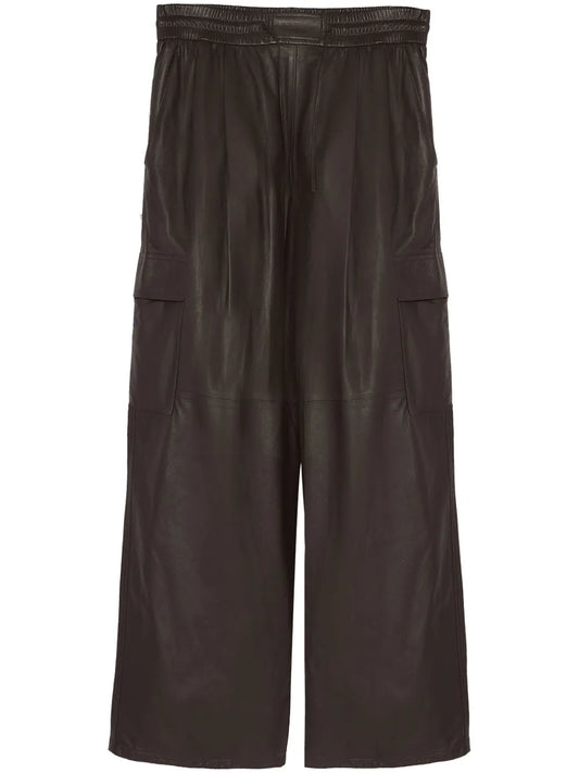 Leather Wide-Leg Trousers