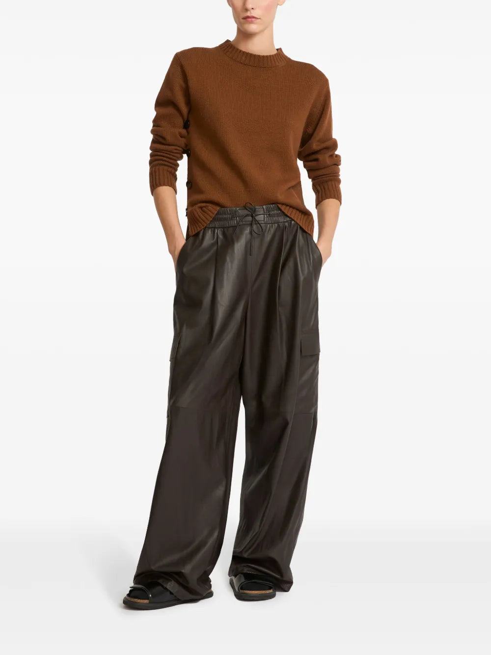 Leather Wide-Leg Trousers