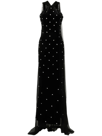 Embroidered Velvet Dress