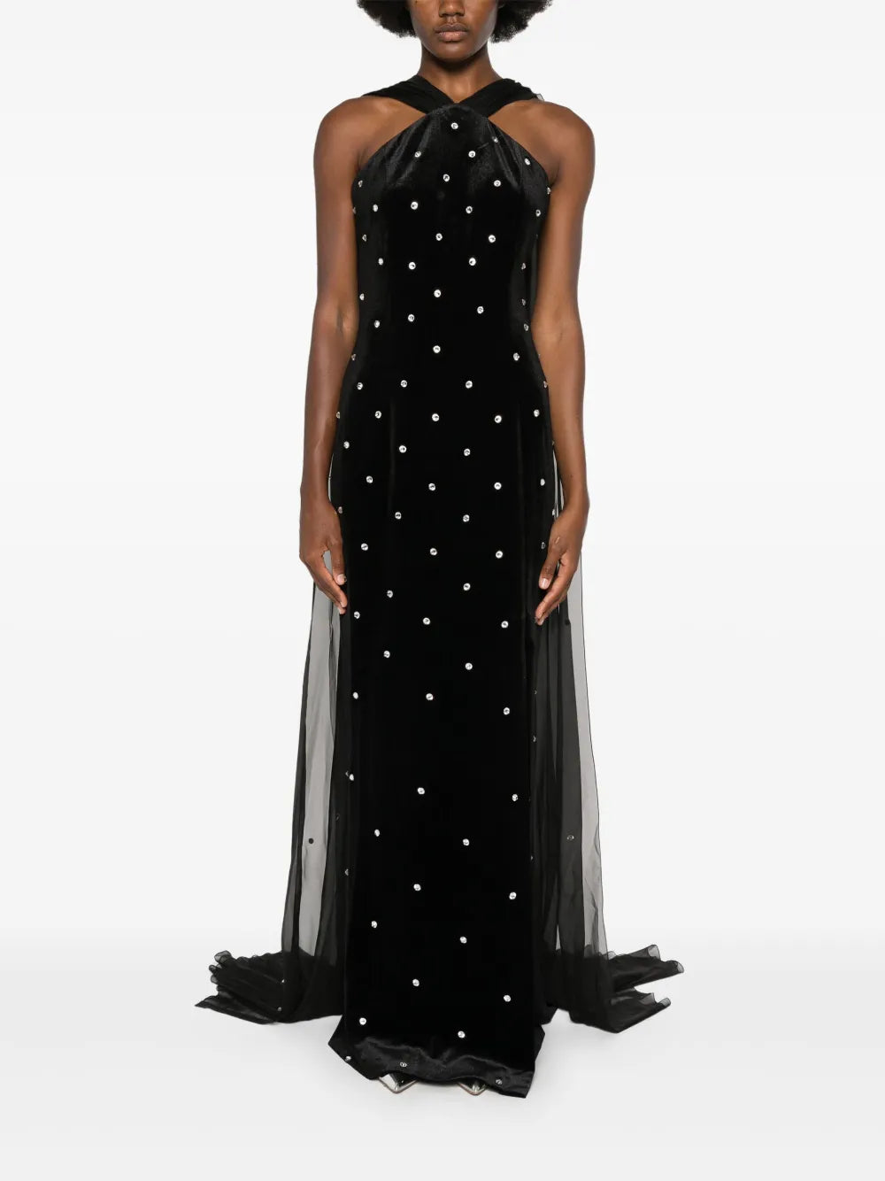 Embroidered Velvet Dress