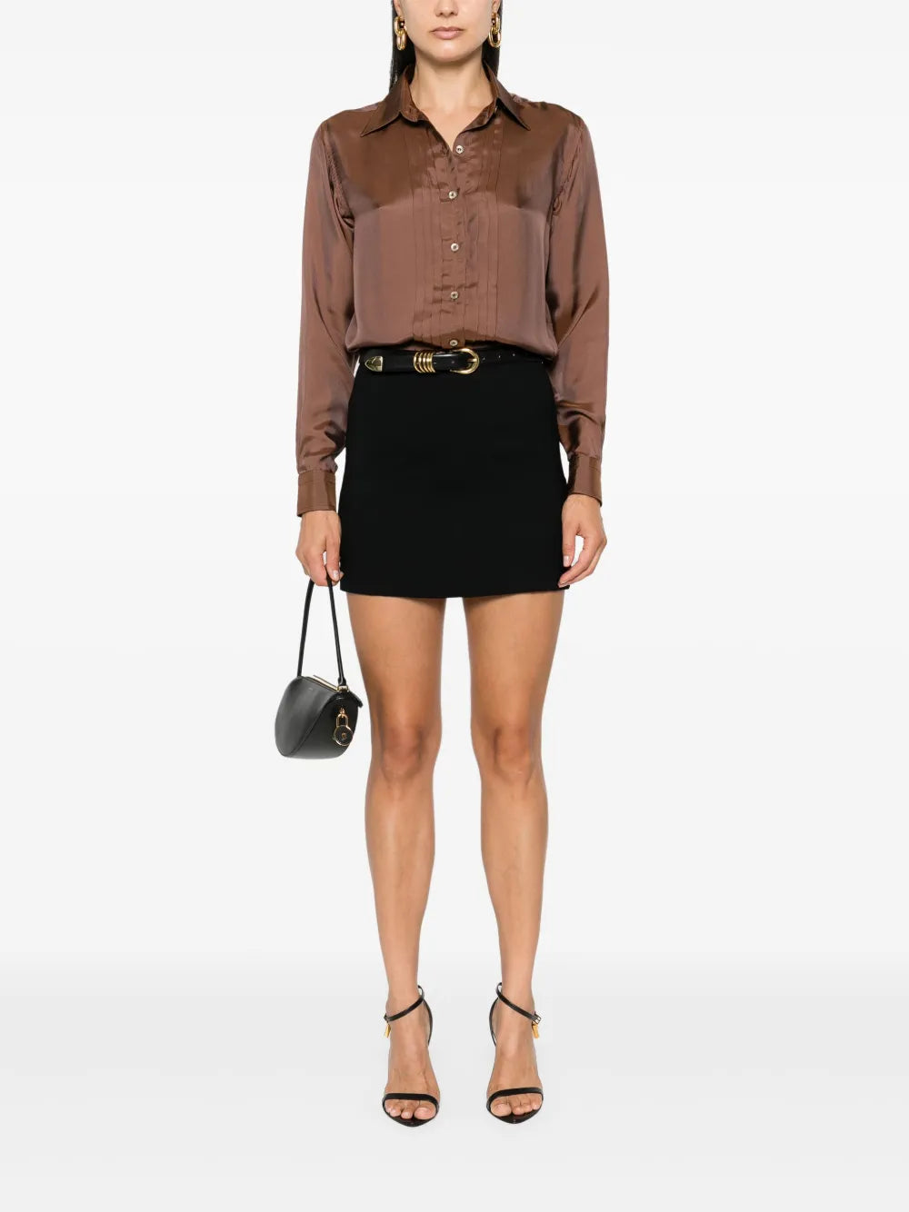 Plissé-Details Twill-Weave Shirt