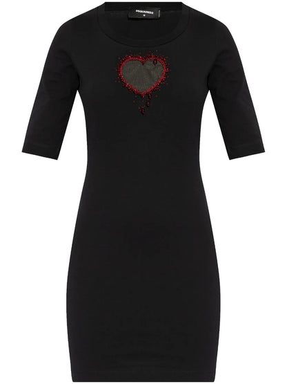 Logo-Embellished Cotton Mini Dress