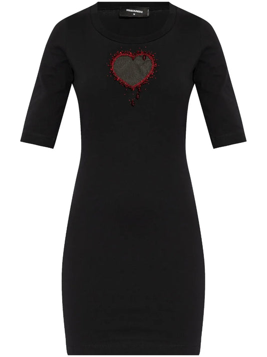 Logo-Embellished Cotton Mini Dress