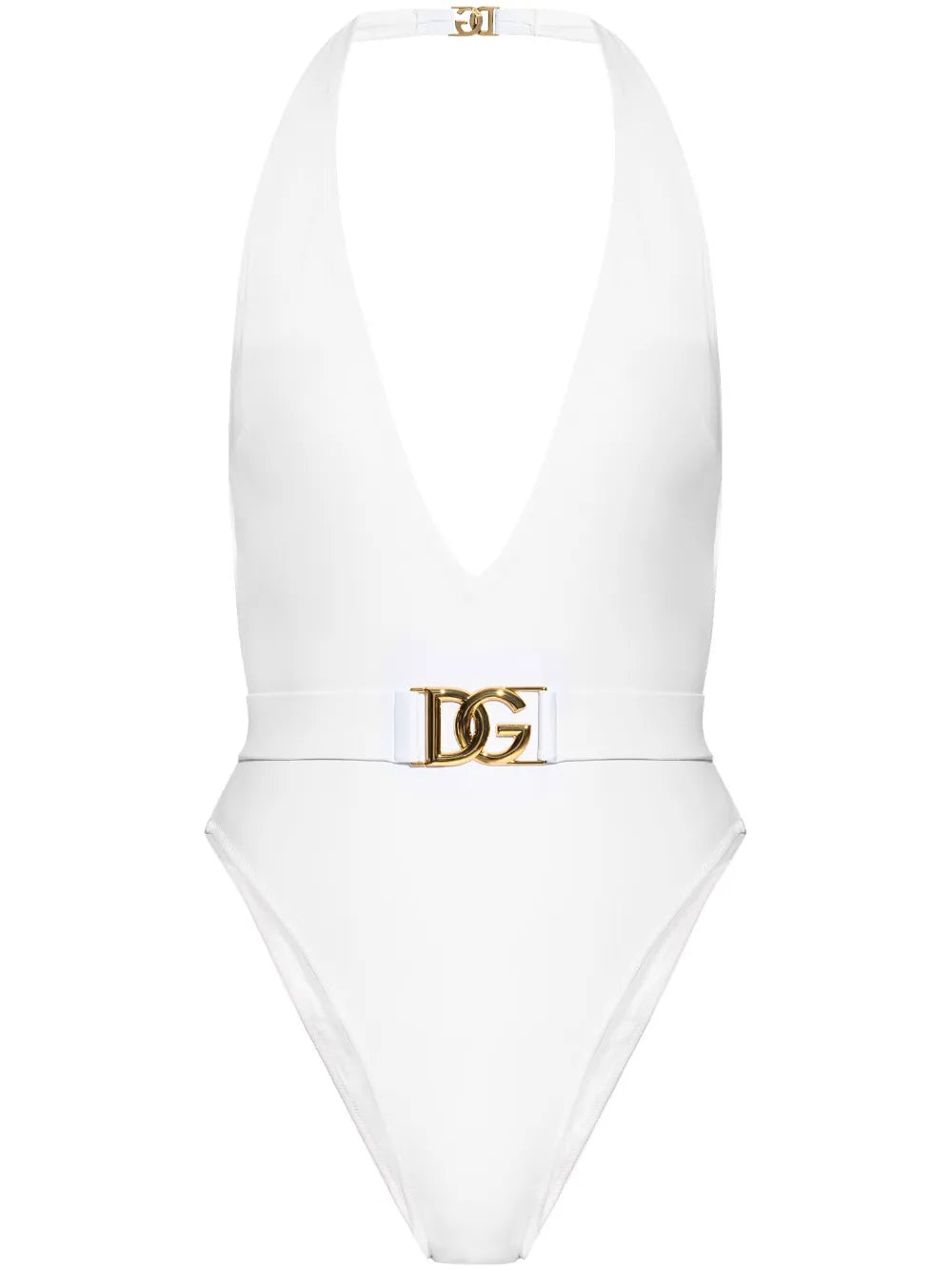 Plunge-Neck Belted Swimsuit