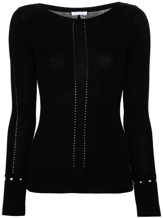Pointelle-Trim Sweater