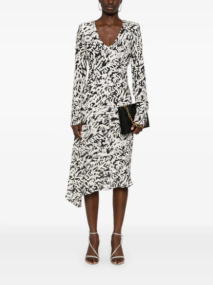 Abstract-Print Midi Dress