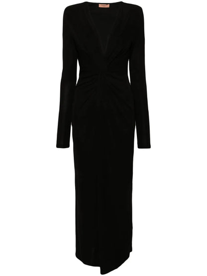 Draped-Detail Maxi Dress