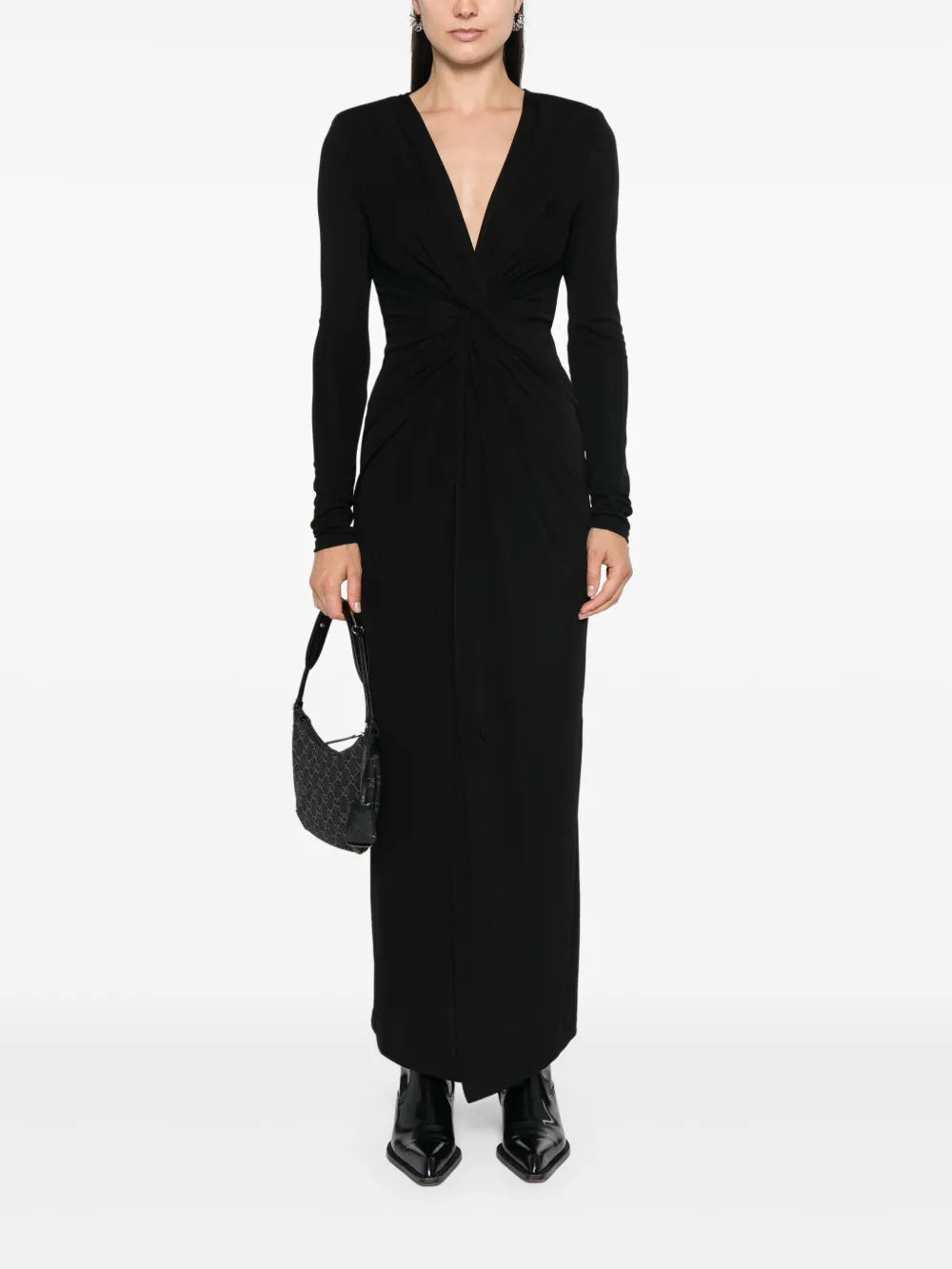Draped-Detail Maxi Dress