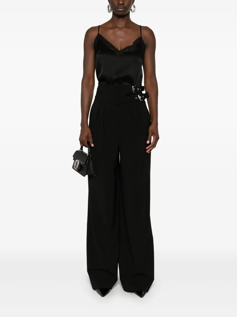 Lace-Trim Satin Top