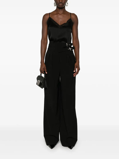Lace-Trim Satin Top