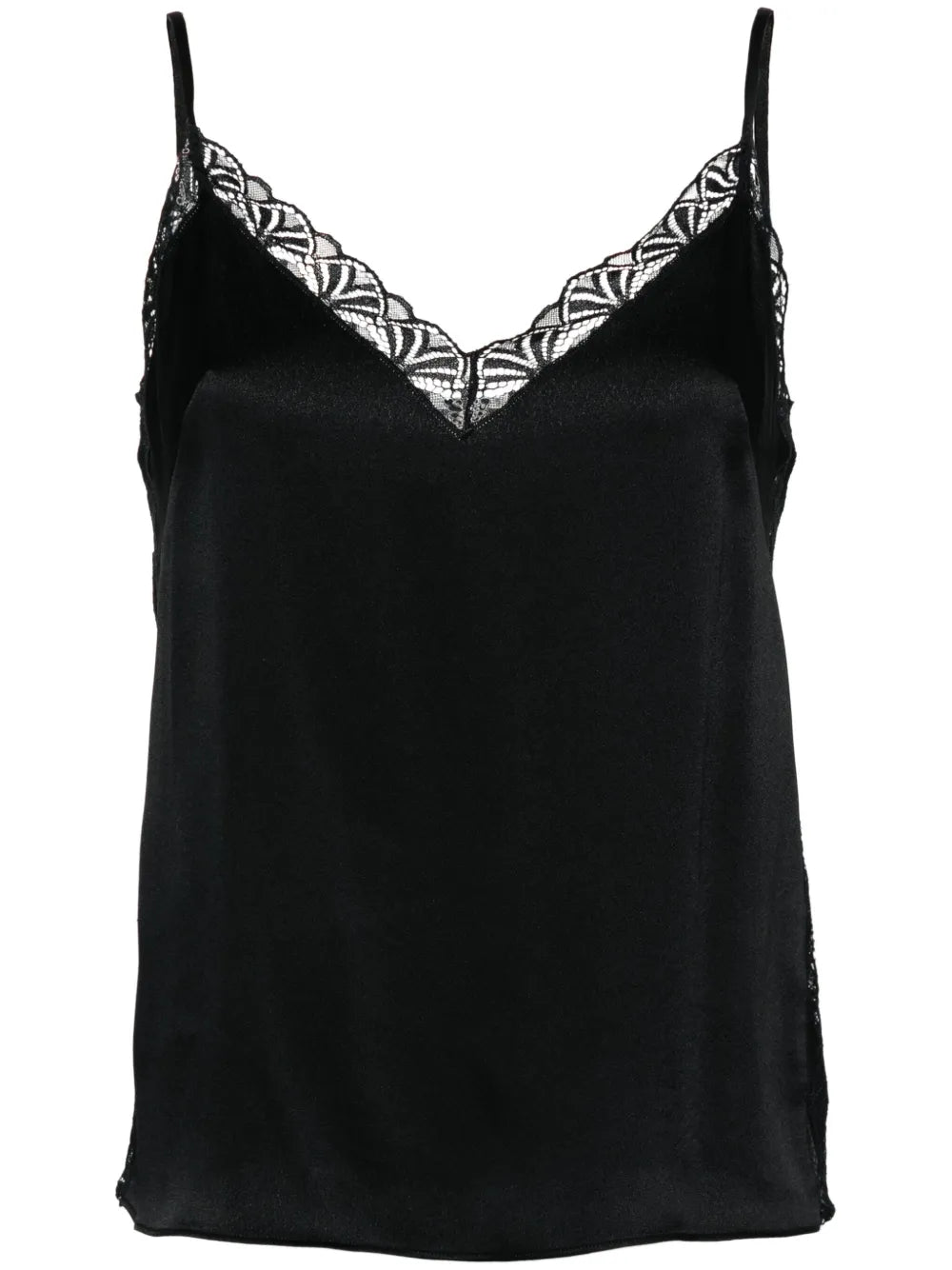 Lace-Trim Satin Top