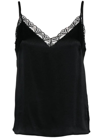 Lace-Trim Satin Top