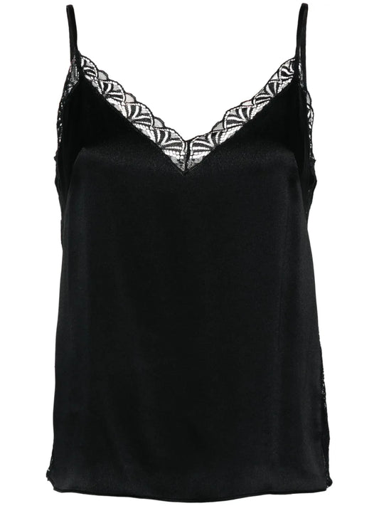 Lace-Trim Satin Top