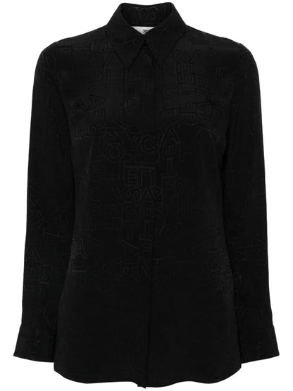 Logo-Jacquard Georgette Blouse