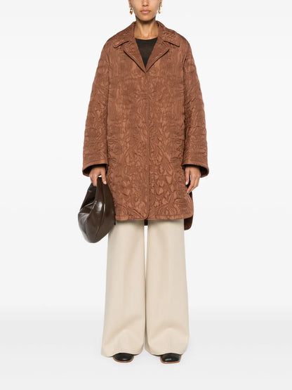 Floral-Pattern Quilted Coat