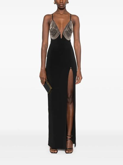 Fringe-Detail Maxi Dress