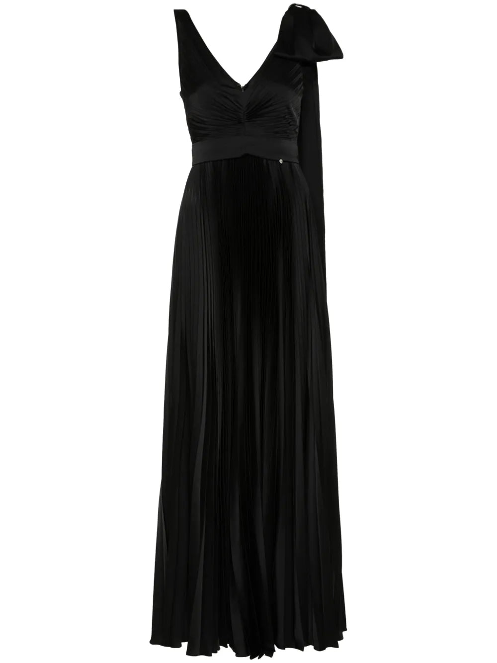 Bow-Detail Pleated Maxi Dress
